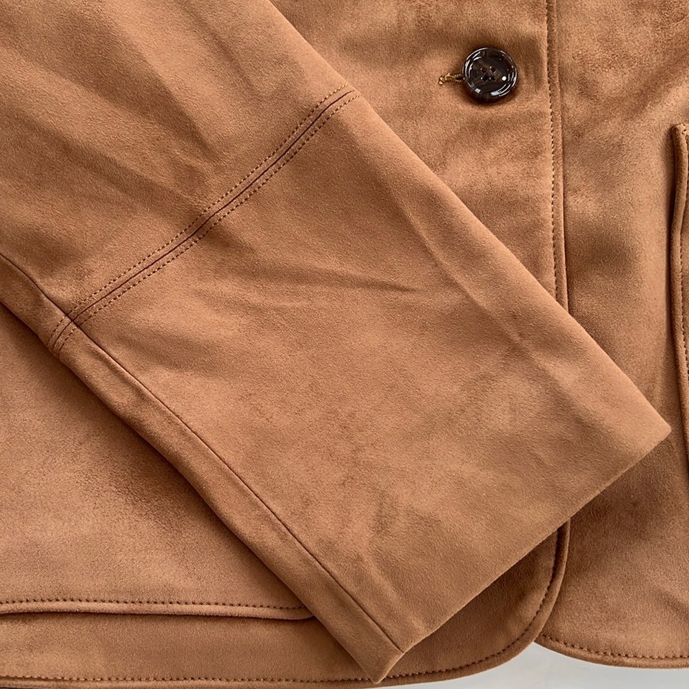 NWT! Abercrombie & Fitch Vegan Faux Suede Short Fully Lined Jacket - Picture 3 of 10